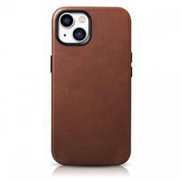 iphone 14 leather case - iCarer Oil Wax Premium Leather Case iPhone 14 Plus Magnetinis odinis dėklas su MagSafe - Rudas (Brown) - 1 nuotrauka
