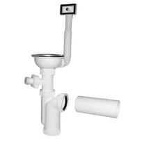 Plastbrno Virtuvės kriauklės sifonas 115 1 2X50 mm su išleidžiamąja anga, perpylimas, v m