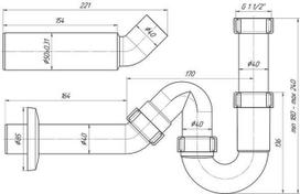 Sifonas Aniplast DY0136EU, 1 1/2 x 40, be ventilio