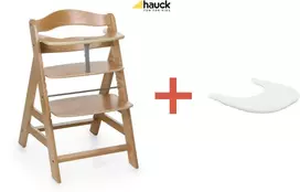 Maitinimo kėdutė Hauck Alpha+, natūralus (Natural) + Alpha Click padėklas, baltas (White)