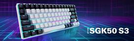 mechanine klaviatura geltoni - Sharkoon SKILLER SGK50 S3 Gateron Geltona, Balta (White) - 1 nuotrauka