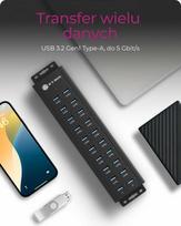 icy box - Icy Box IB-HUB1720-U3 20-in-1 USB HUB su maitinimo šaltiniu (Juodas/Black) - 1 nuotrauka