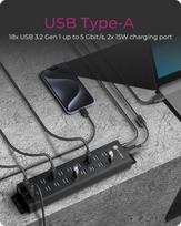 icy box - Icy Box IB-HUB1720-U3 20-in-1 USB HUB su maitinimo šaltiniu (Juodas/Black) - 4 nuotrauka