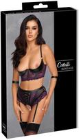 antrankius - Cottelli Bondage Quarter Cup Liemenėlė su Rinkinys ir Antrankiais Juoda-Violetinė 75B/S - 1 nuotrauka