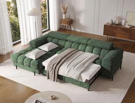 sofas zalia lova kampas - Kampinė sofa-lova Felro Amore 35, žalia (Green) - 5 nuotrauka