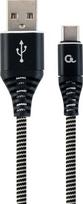 type c to type c laidas 2m - Gembird USB To USB Type - C Premium Cotton Braided Cable Black / White 2m - 1 nuotrauka