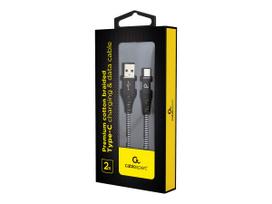 type c to type c laidas 2m - Gembird USB To USB Type - C Premium Cotton Braided Cable Black / White 2m - 2 nuotrauka