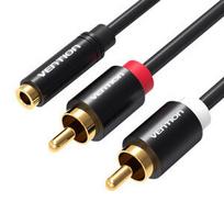 Vention VAB-R01-B200 3.5mm Female to 2x RCA Male Audio Cable 2m Juodas (Black)