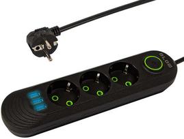 BLOW PS-350 3 lizdų 3xUSB tinklo ilgintuvas 5m Juodas (Black)