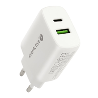 usb c laidas pd - Everactive SC-370Q USB/USB-C įkroviklis QC3.0 25W Balta (White) - 1 nuotrauka