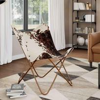 Fotelis vidaXL Išskleidžiama kėdė, ruda/balta (Brown/White)