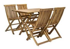 sulankstomas stalas ir kedes - Home4you Finlay Set Of Folding Table And 4 Chairs Acacia - 1 nuotrauka