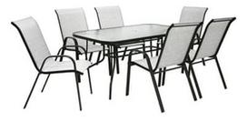 lauko baldai stalas 6 kedes - Home4you Dublin Table And 6 Chair Set Silver Grey - 1 nuotrauka