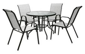 Home4you Dublin Table And 4 Chair Set Silver Grey