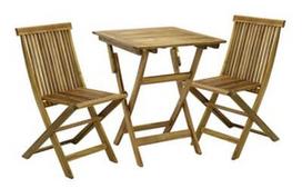 lauko stalas ir kedes - Home4you Finlay Table And 2 Chairs Set Acacia - 1 nuotrauka