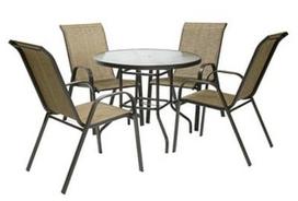 lauko baldai stalas 6 kedes - Sodo baldų komplektas Home4you Dublin Golden Brown - 1 nuotrauka