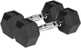 Gumuoti ketaus hanteliai HEX 2x5 kg REBEL ACTIVE