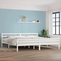 vidaXL Lovos rėmas, balta (White), 200x200 cm, medienos masyvas