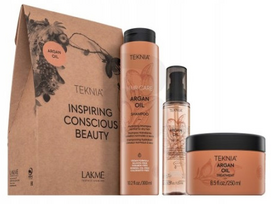 Lakme Teknia Hair Care Argan Oil Set rinkinys plaukams (aliejus 125 ml. + kaukė 250 ml. + šampūnas 300 ml.) - 1 vnt.