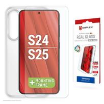 s24 stikliukas - Samsung Galaxy S25/S24 Real Screen Glass + Case By Displex Transparent - 1 nuotrauka