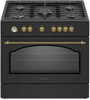 retro - Ravanson Retro KWGE-90AR Dujinė-elektrinė viryklė (Juodas / Black) - 1 nuotrauka