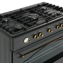 retro - Ravanson Retro KWGE-90AR Dujinė-elektrinė viryklė (Juodas / Black) - 4 nuotrauka