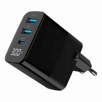 ikrovikliai type 2 - CHARGER USB 30W 3PORT/TA-UC-PDQC30LCD-BK-02 GEMBIRD - 8 nuotrauka