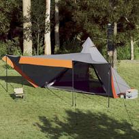 palapine astuonviete - vidaXL šeimos palapinė, pilka/oranžinė, aštuonvietė, tipi - 1 nuotrauka