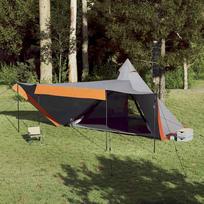 palapine astuonviete - vidaXL šeimos palapinė, pilka/oranžinė, aštuonvietė, tipi - 8 nuotrauka