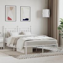 vidaXL Metalinis lovos rėmas su galvūgaliu, baltas (White), 140x200 cm