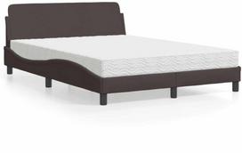 vidaXL Lova su čiužiniu Dover, 140x190 cm, tamsiai ruda (Dark Brown), audinys