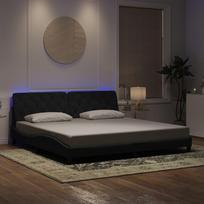 vidaXL Lovos rėmas su LED, juodas (Black), 200x200 cm, aksomas