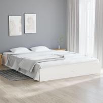 vidaXL Lovos rėmas, baltas (White), 160x200 cm, medienos masyvas