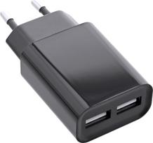 InLine USB adapteris DUO 2 prievadai 100-240VAC 5V/2.1A Juodas (Black)