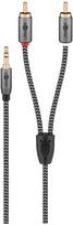 Goobay 65284 AUX 3.5mm į RCA garso adapterio kabelis 0.5m Juodas/Sidabrinis (Black/Silver)