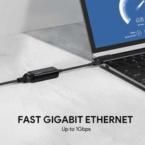 rj45 usb type c - Aukey Ethernet Adapter CB-A30 Aliuminis Gigabit 10/100/1000 Mbps RJ45 ,  1 Gb/s ,  USB 3.0 Type-C ,  Juodas (Black) - 1 nuotrauka