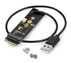 Waveshare 20315 M.2 Key M į A Key Adapteris su USB konvertavimu - PCIe įrenginiams (Juodas)