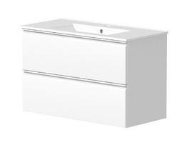 baldai - Vonios spintelė Raguvos Baldai COSMOS su praustuvu, balta matinė (White Matte) - 1 nuotrauka