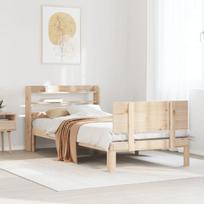 vidaXL Lovos rėmas be čiužinio, natūrali (Natural), 90x200 cm, pušies medienos masyvas