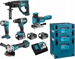 Makita DLX5044TJ akumuliatorinių elektrinių įrankių rinkinys COMBO 18V DDF484+DGA513+DHR202+DJV181+DML802