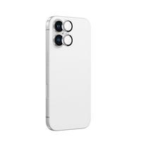 iphone 16 apsauginis stiklas - AmazingThing AR Aluminum 2 Lens Glass with Camera Lens Frame for iPhone 16 / 16 Plus - White - 1 nuotrauka