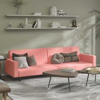 Dvivietė sofa-lova, rožinė, aksomas