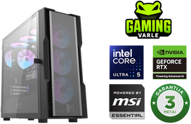 Varlė Gaming PC Intel Core Ultra 5 225F, 16GB DDR5, 1TB SSD, NVIDIA GeForce RTX 5060, Juodas (Black)
