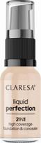 Claresa Liquid Perfection 2in1 High Coverage Foundation & Concealer stipraus maskavimo makiažo pagrindas ir maskuoklis viename - 102 Warm Medium 18 g.