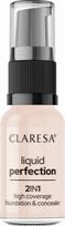 Claresa Liquid Perfection 2in1 High Coverage Foundation & Concealer stipraus maskavimo makiažo pagrindas ir maskuoklis viename - 101 Light 18 g.