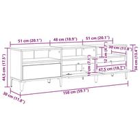 tv 150 cm - TV staliukas vidaXL, juodas (Black), 150 cm x 30 cm x 44.5 cm - 2 nuotrauka