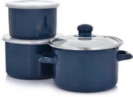 Olkusz Emalia puodų rinkinys, tamsiai mėlynos spalvos (Dark Blue), 3 vnt.