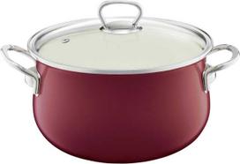 Emaliuotas puodas su dangteliu Emalia Olkusz Pyza 14 cm, bordo (Burgundy)