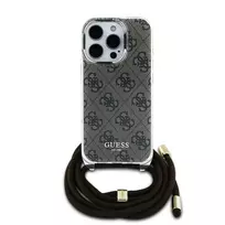 iphone 9 - Guess iPhone 16 Pro Max Crossbody Cord 4G Print Dėklas - Rudas (Brown) - 1 nuotrauka