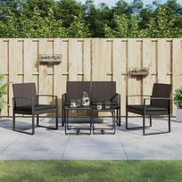 Lauko baldų komplektas VLX Outdoor Furniture Set, raudonas/rudas, 4 vietų